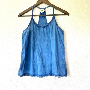 Lilka Anthropologie - Indigo Chambray Parker Swing Tank xs bright blue cotton